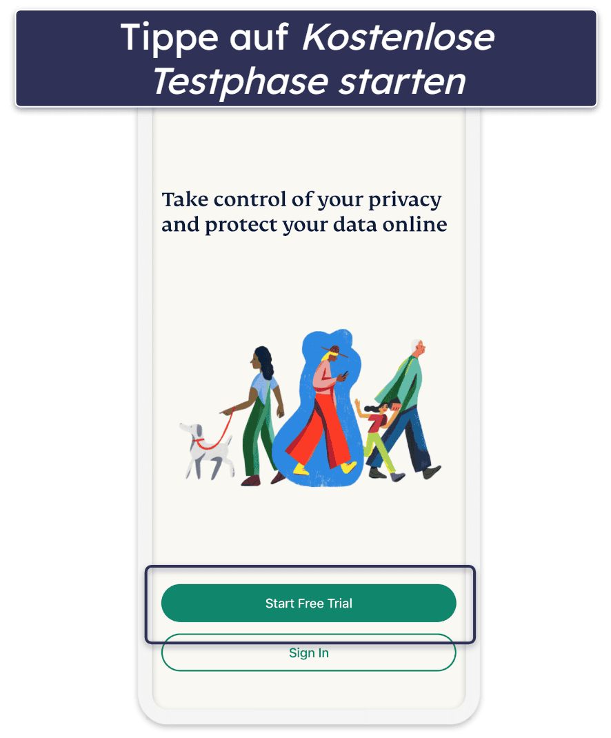 So nutzt Du die kostenlose 7-tägige Testversion von ExpressVPN (nur für Mobilgeräte)