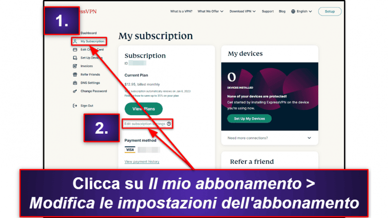 Come annullare l’abbonamento a ExpressVPN (guida dettagliata)