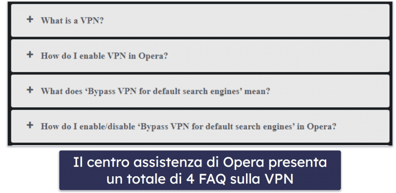 Assistenza clienti di Opera VPN Pro