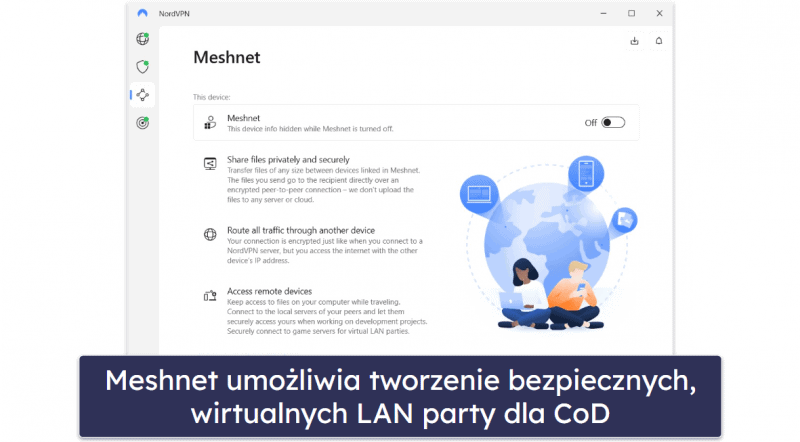 4. NordVPN: Bezpieczny VPN z wirtualnymi LAN Party do CoD: MW3