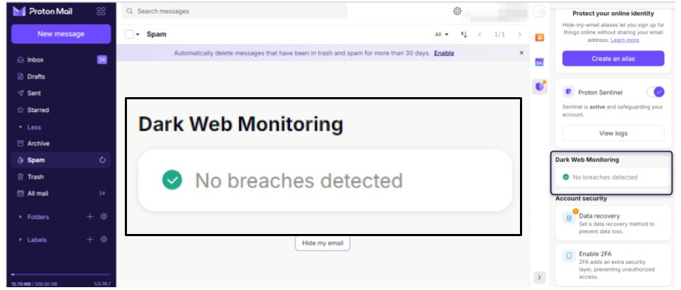 Proton Mail Introduces Dark Web Monitoring