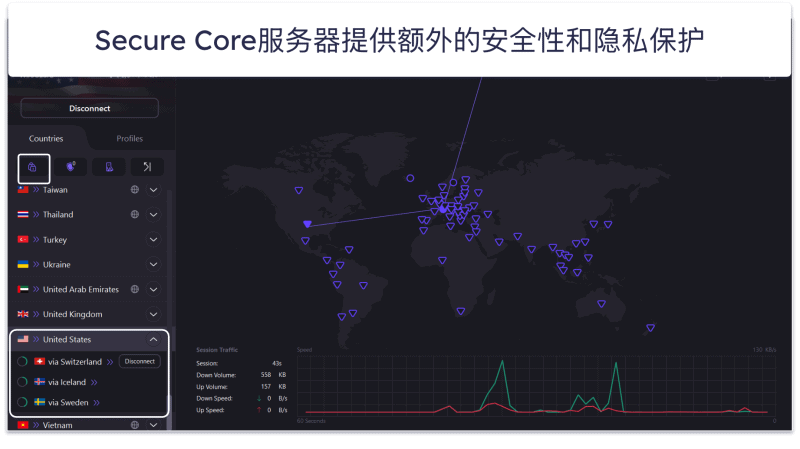8. Proton VPN: 优秀的免费套餐+顶级隐私和安全功能