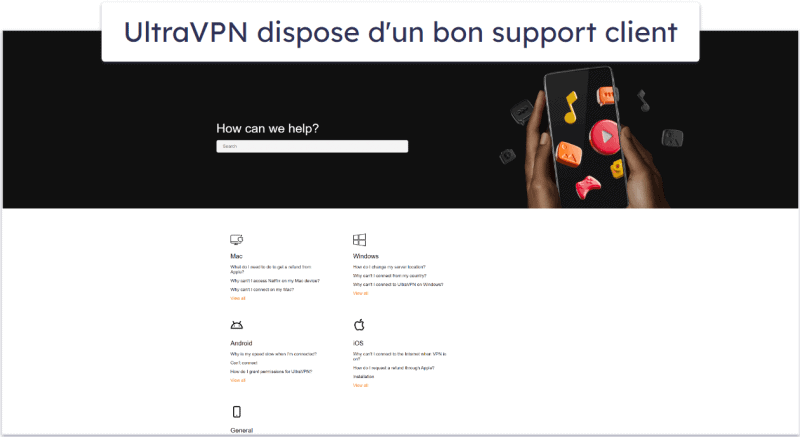 Assistance clientèle d’UltraVPN