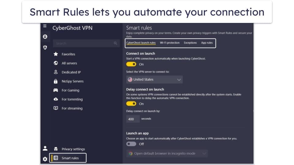 🥉3. CyberGhost VPN — Versatile VPN With Convenient Automation Feature