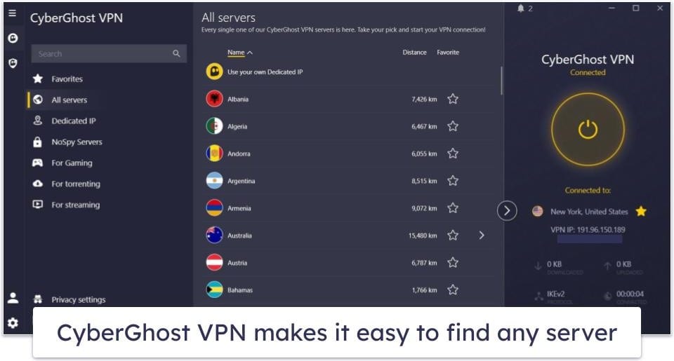 🥉3. CyberGhost VPN — Great VPN for Travel With Convenient Automation Rules