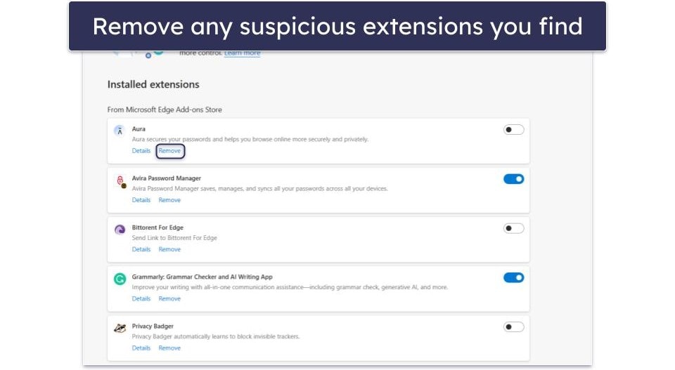 Preliminary Step 2: Remove Suspicious Extensions and Reset Your Browser