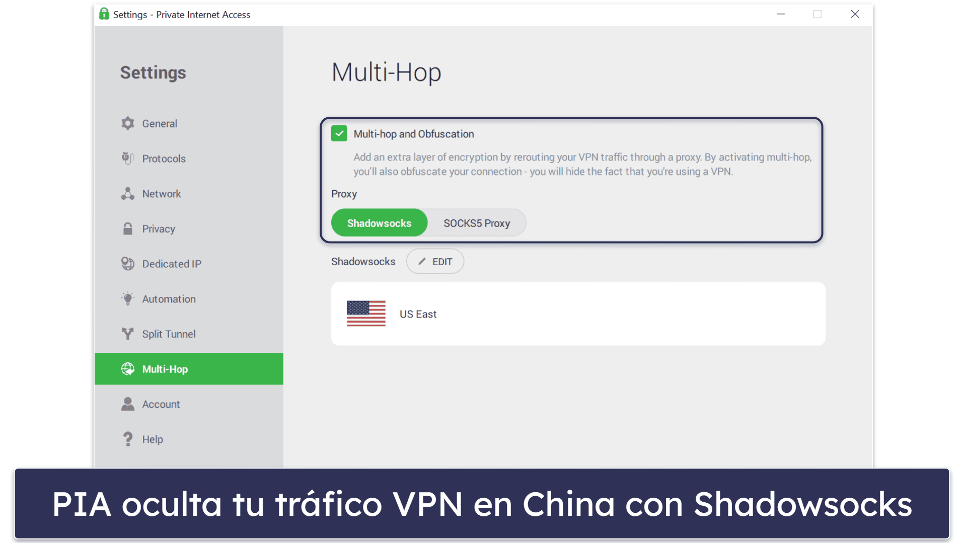 🥈2.Private Internet Access: alternativa a NordVPN segura y de alta fiabilidad para China