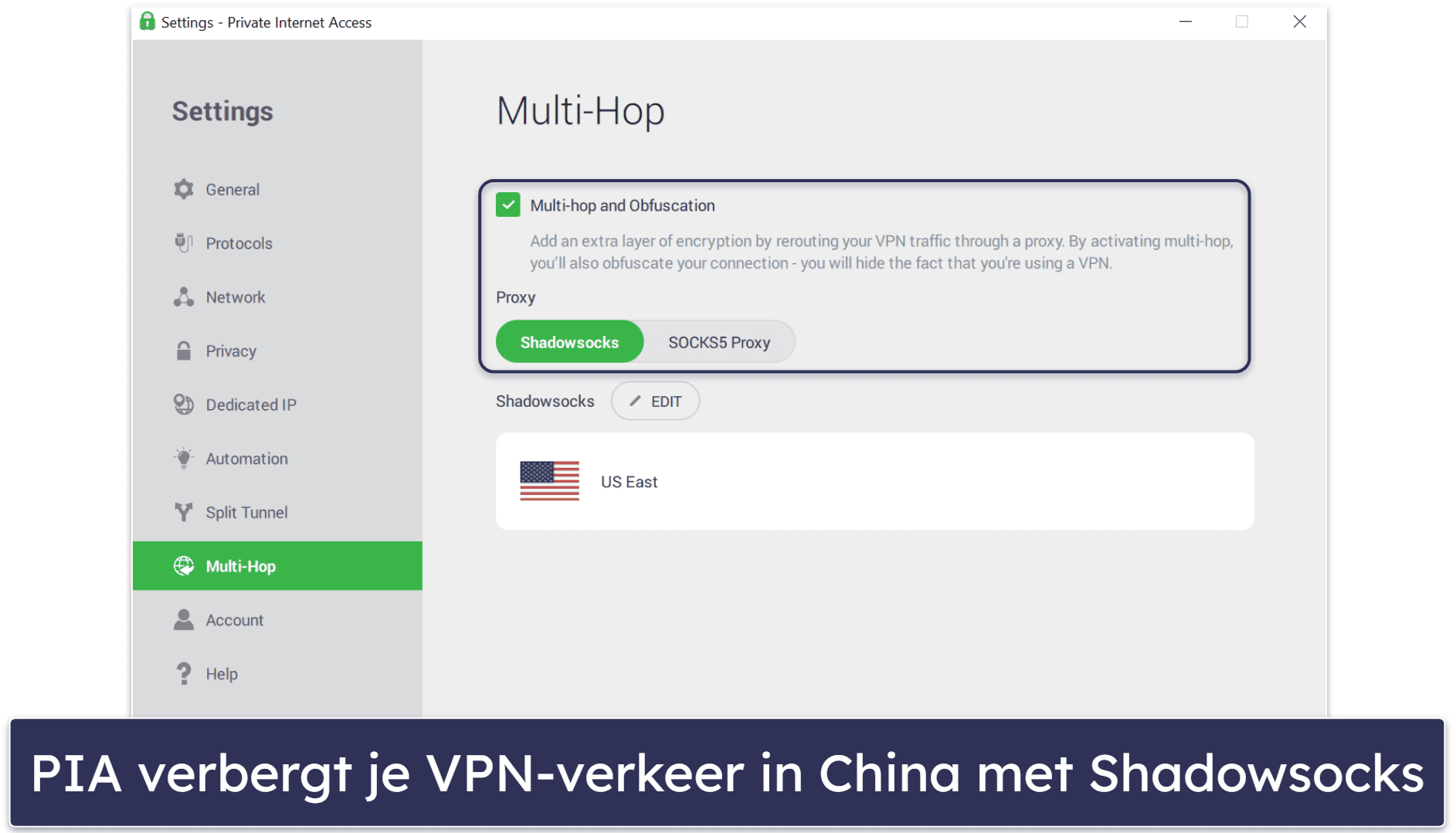 🥈2. Private Internet Access — zeer veilig alternatief voor NordVPN voor China