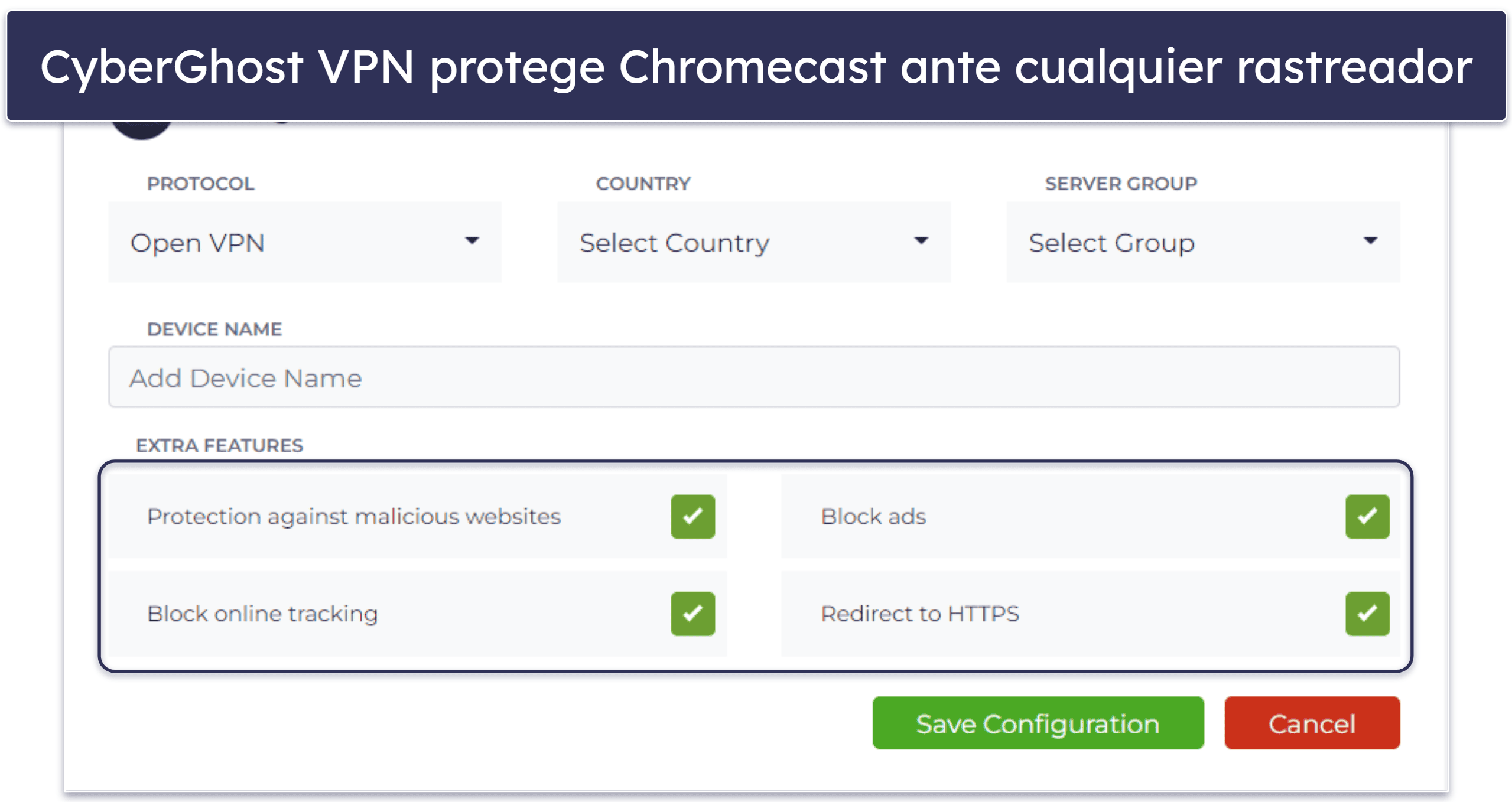 🥉3. CyberGhost VPN: Configurar la VPN en Chromecast es muy fácil