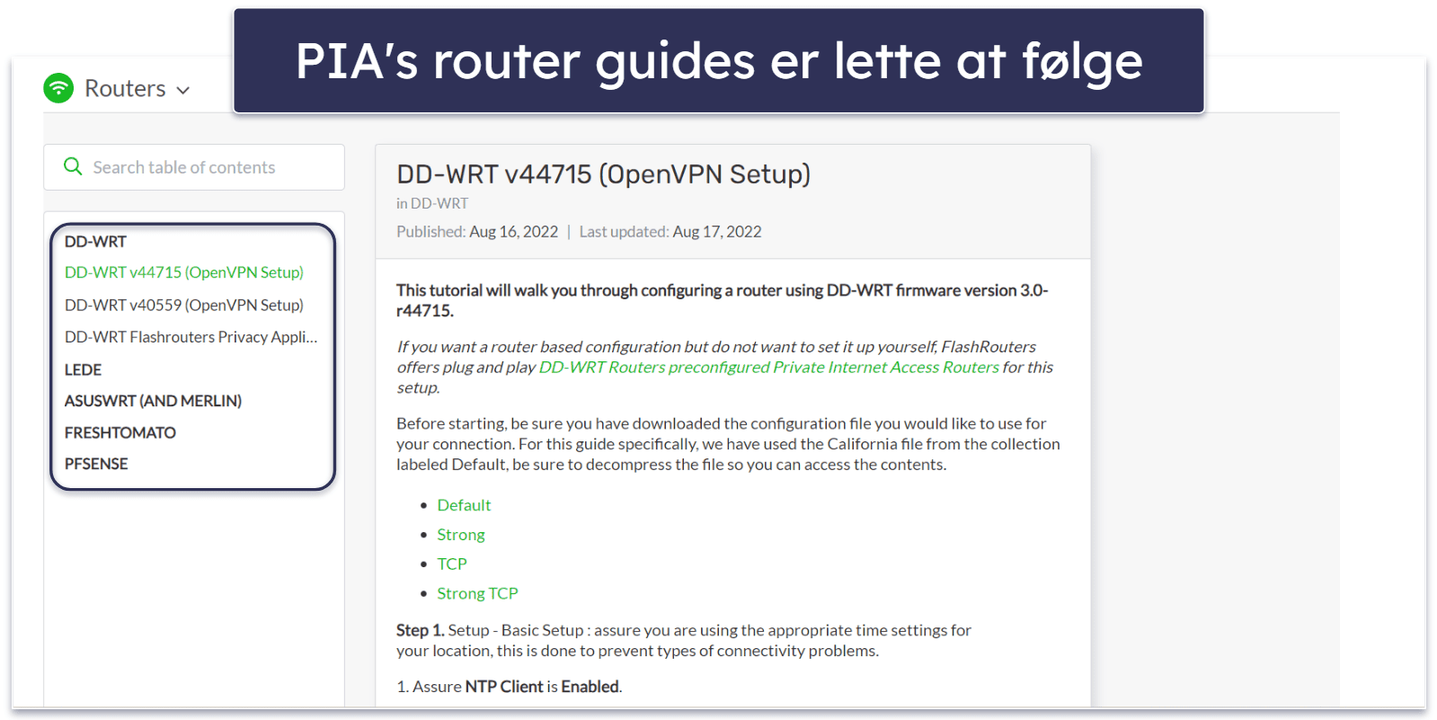 🥈2. Private Internet Access: Fremragende privatlivs- og sikkerhedsfunktioner til Chromecast