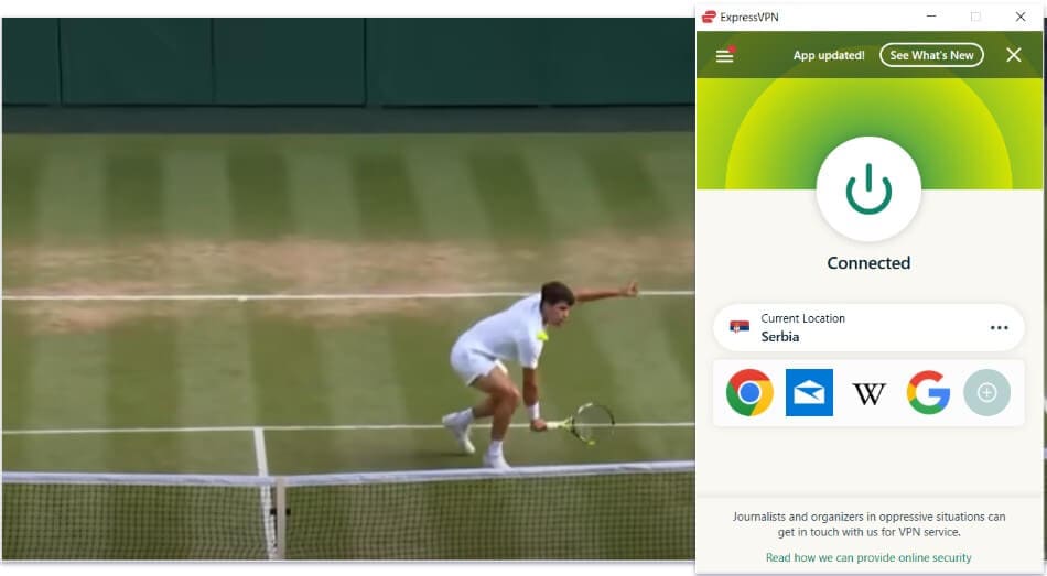 🥇1. ExpressVPN — Le meilleur VPN pour regarder les matchs de Wimbledon en 2026