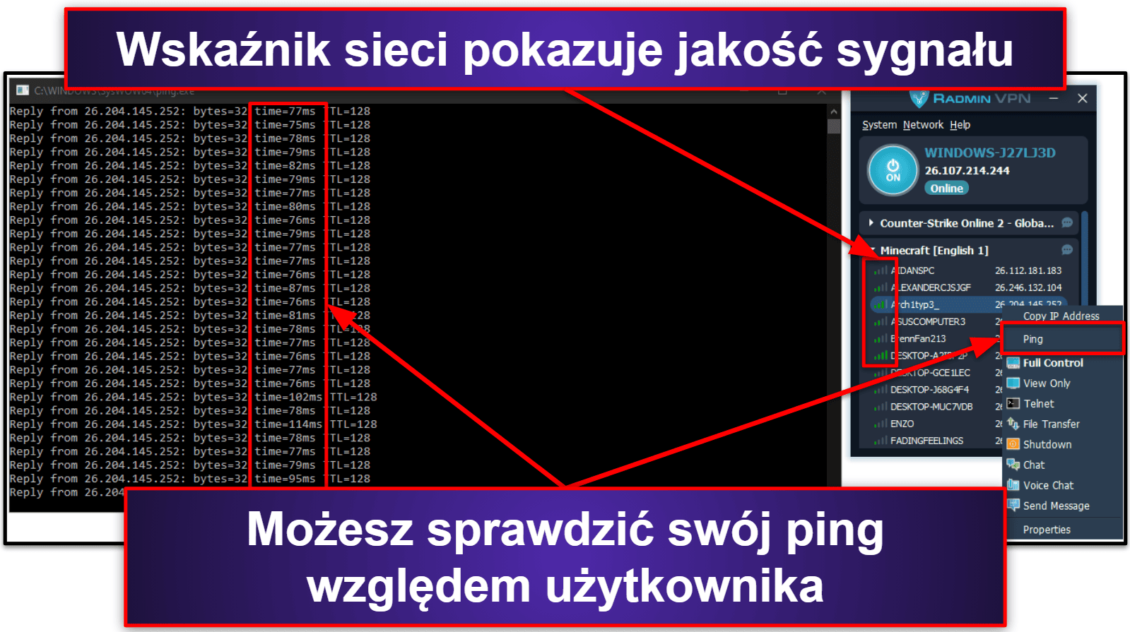 Prędkość i wydajność Radmin VPN