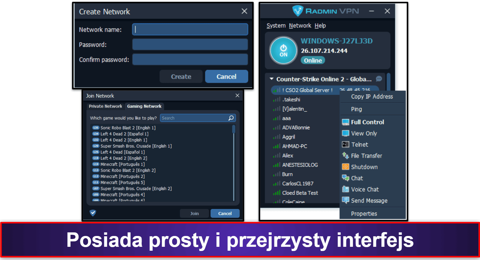 Łatwość użycia Radmin VPN opinie