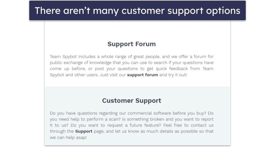 Spybot Search & Destroy Customer Support — Slow Email Response (Took Over a Week to Reply)
