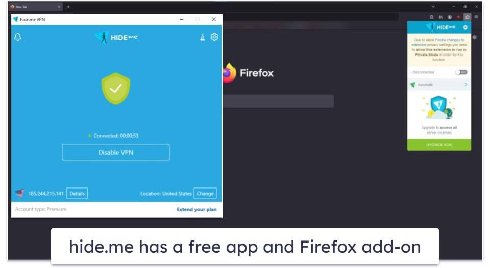 🥉3. hide.me — Free Firefox App &amp; Proxy Add-On + Good Server Coverage