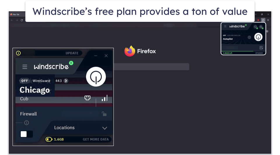4. Windscribe — Feature-Rich VPN for Firefox (Ad Blocker + Streaming Support)