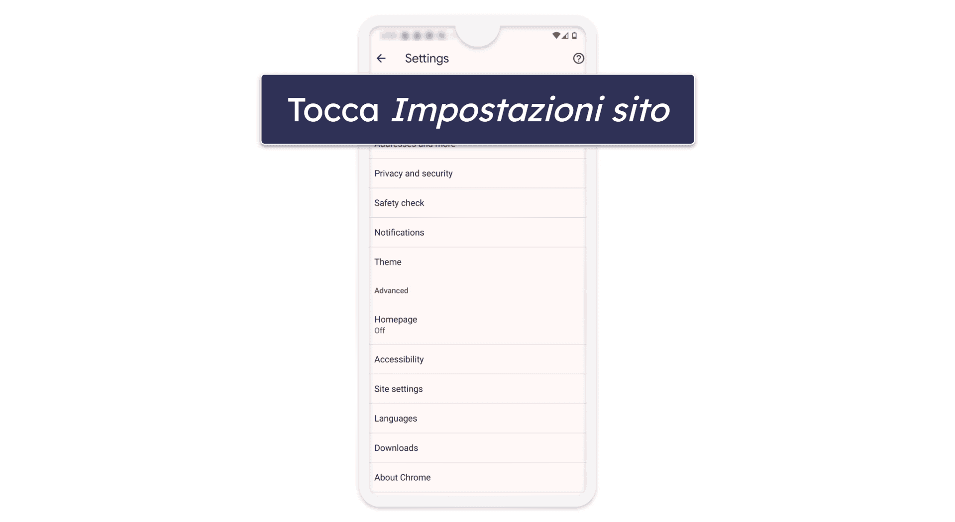 Punto 3. Disabilita popup e reindirizzamenti nel tuo browser