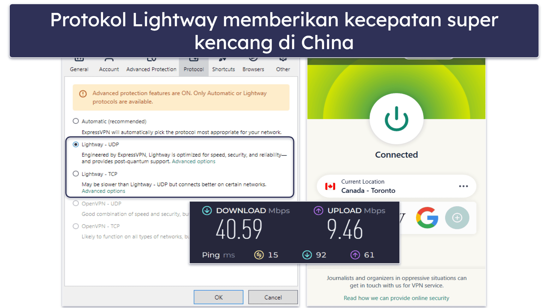 🥇 1. ExpressVPN: VPN China Terbaik