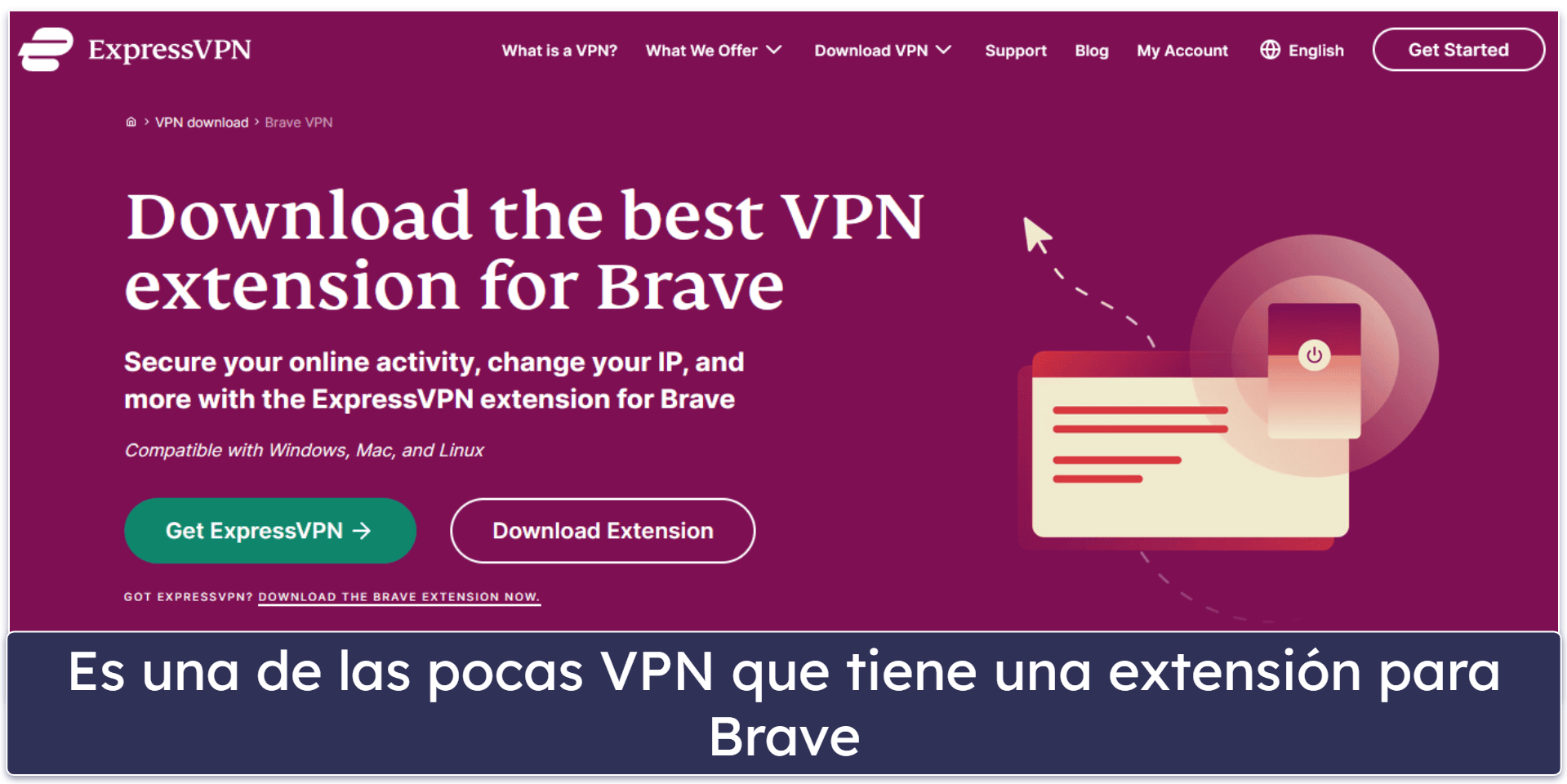🥇1.ExpressVPN: la mejor VPN para Brave