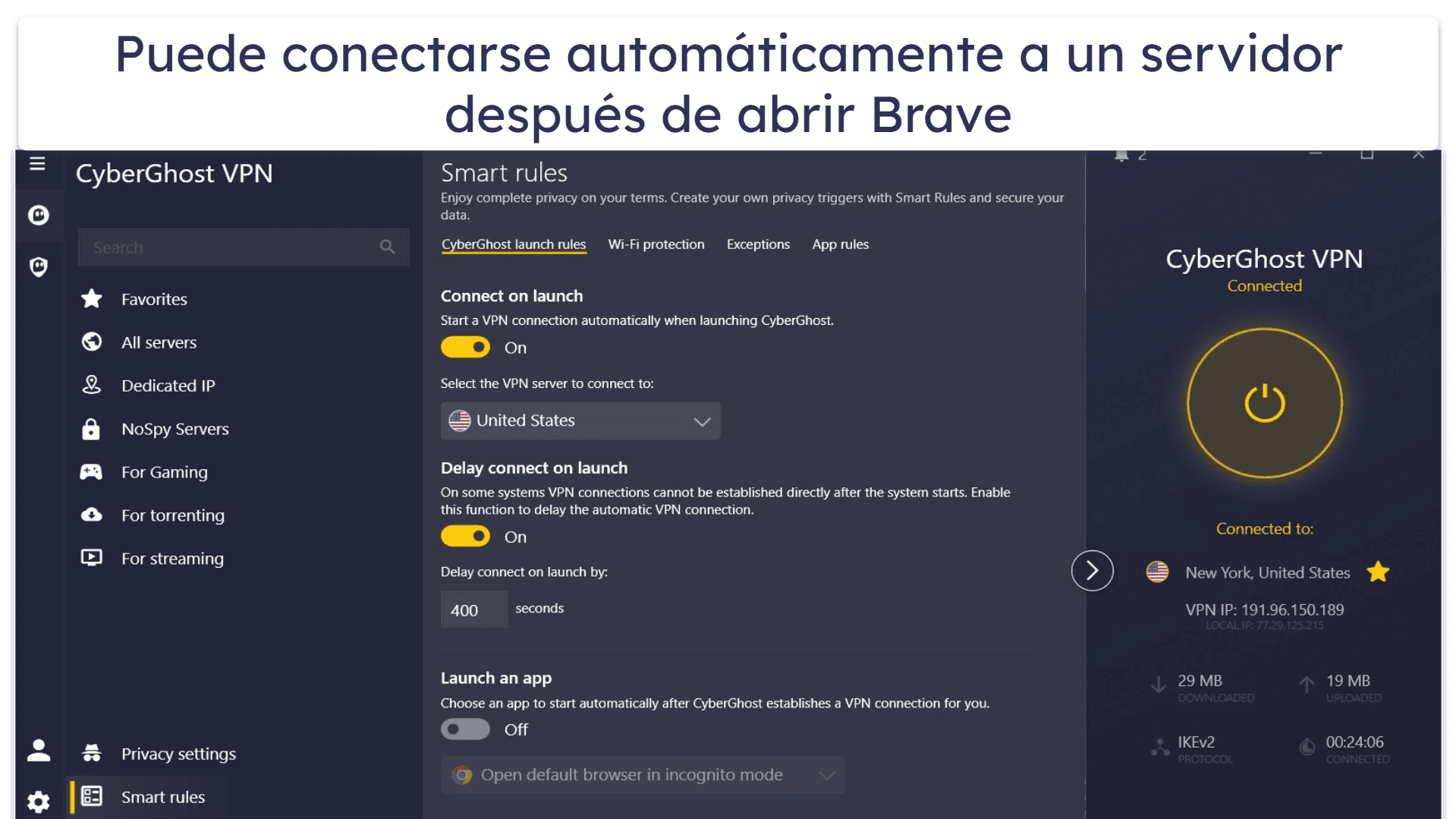 🥉3.CyberGhost VPN: una VPN para Brave muy buena para streaming