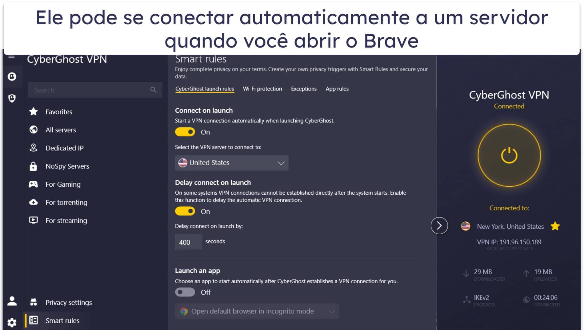 🥉3. CyberGhost VPN — Excelente VPN Brave para streaming