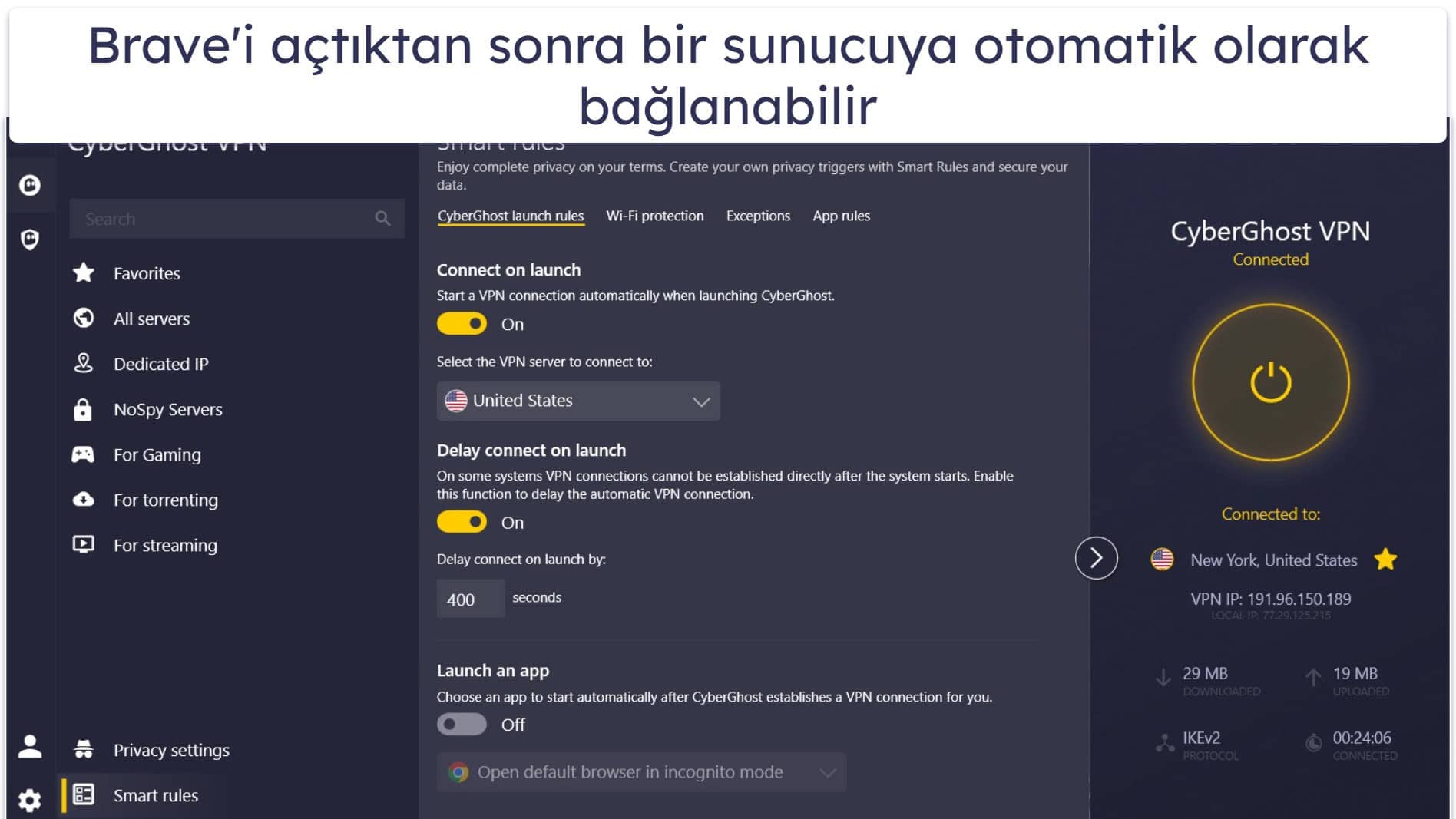 🥉3. CyberGhost VPN — Yayınları İzlemek İçin Son Derece İyi Bir Brave VPN Uygulaması