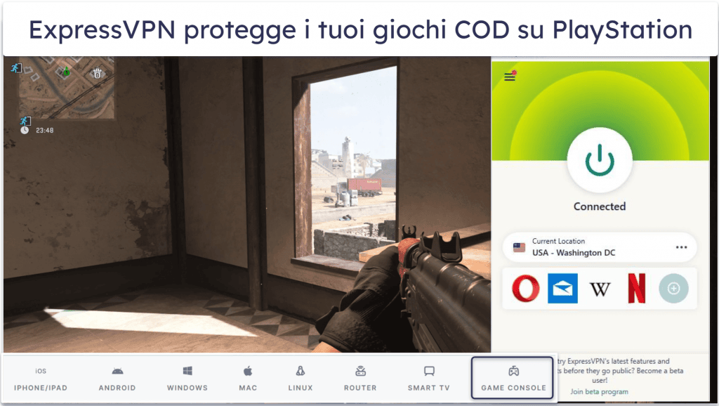 1. 🥇 ExpressVPN – Migliore VPN in assoluto per Call of Duty: Warzone nel 2026