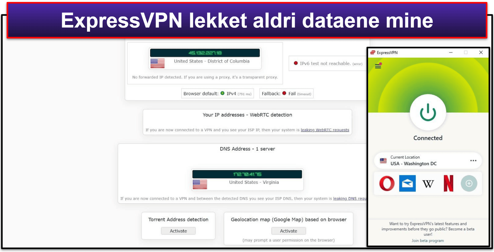 🥇1. ExpressVPN: Beste VPN Chrome-utvidelse i 2026