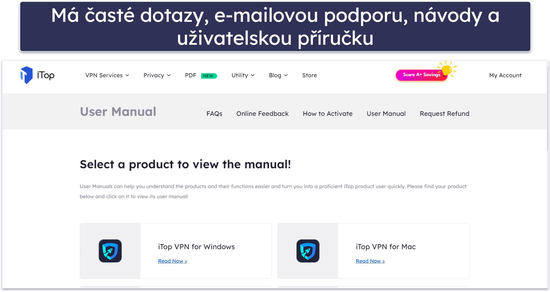 Zákaznická podpora iTop VPN