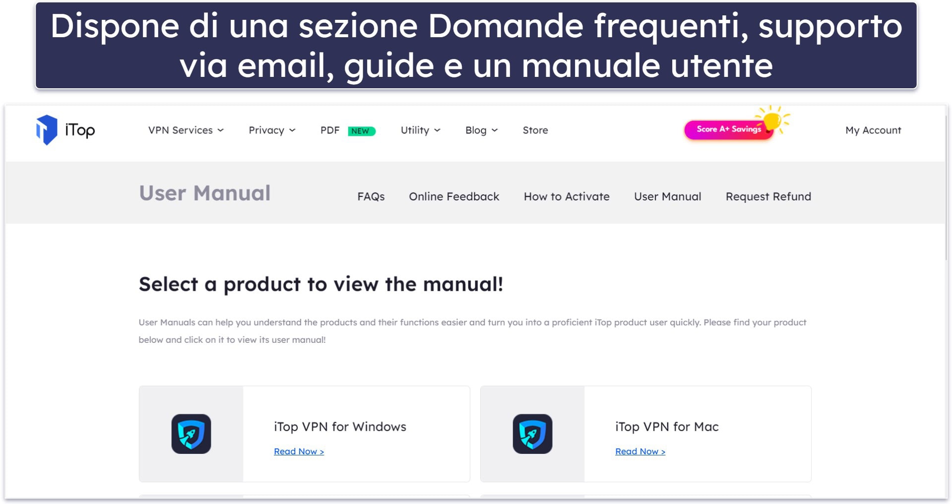 Assistenza clienti di iTop VPN