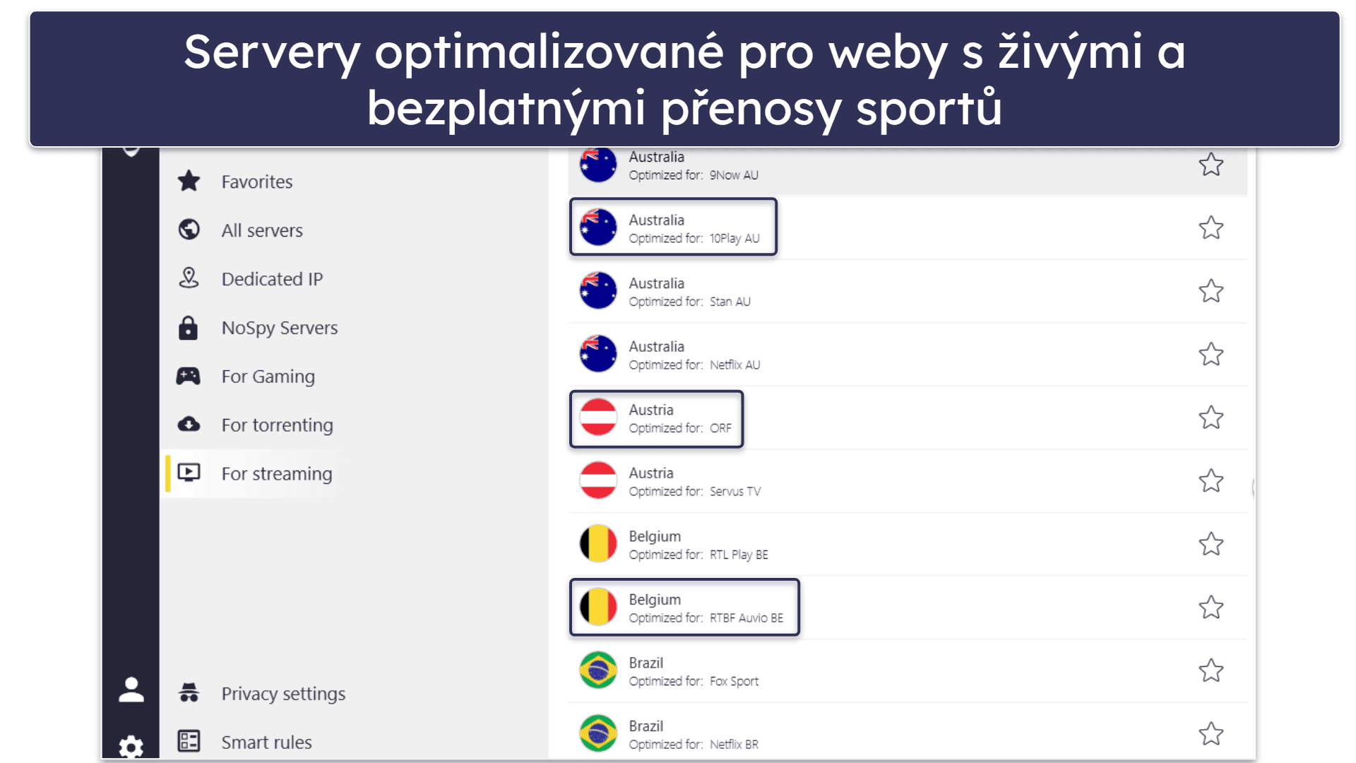 🥉 3. CyberGhost VPN — Optimalizované servery pro služby s živým vysíláním sportů zdarma
