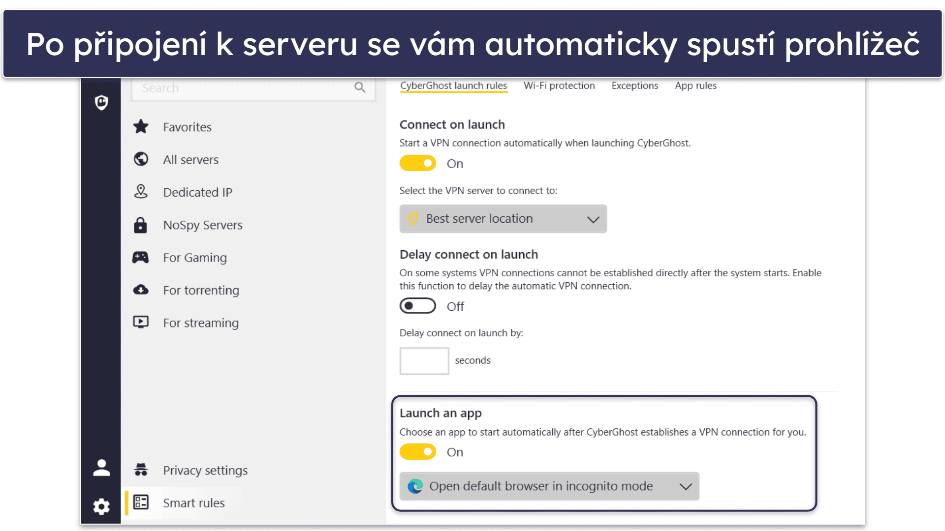 🥉 3. CyberGhost VPN — Optimalizované servery pro služby s živým vysíláním sportů zdarma