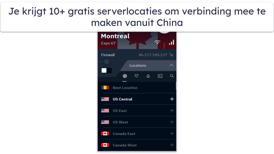 🥉3. Windscribe: goede gratis serverselectie voor China