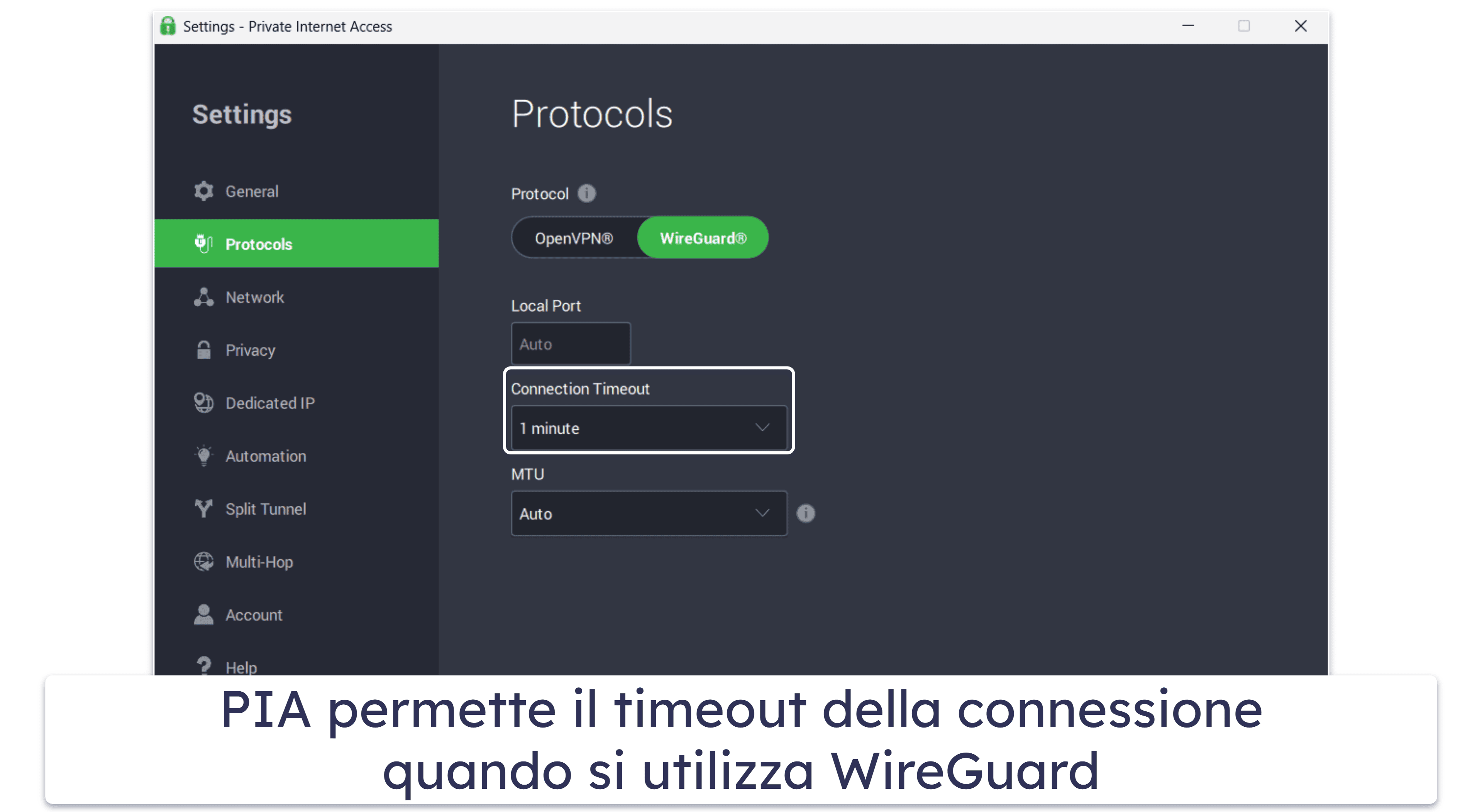 🥇1. Private Internet Access: miglior VPN con WireGuard nel 2026