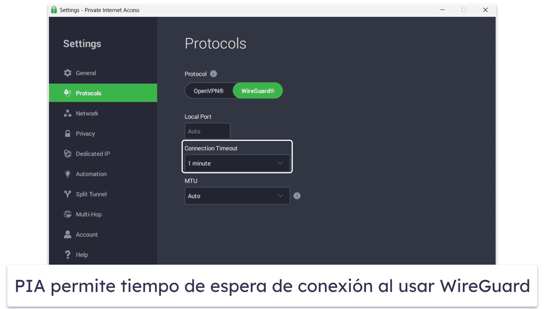 🥇1. Private Internet Access : mejor VPN con soporte para WireGuard en 2026