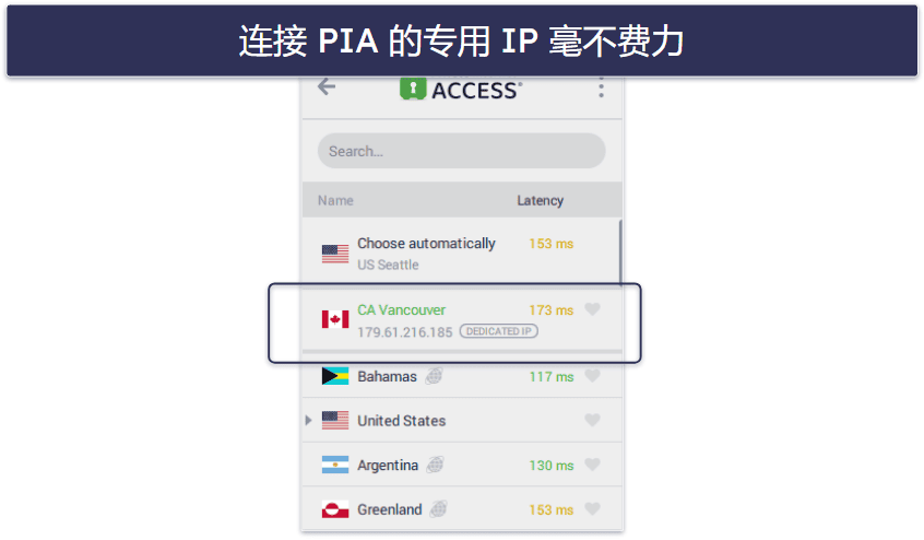 🥈2. Private Internet Access:在数量不限的设备上使用专用 IP 地址