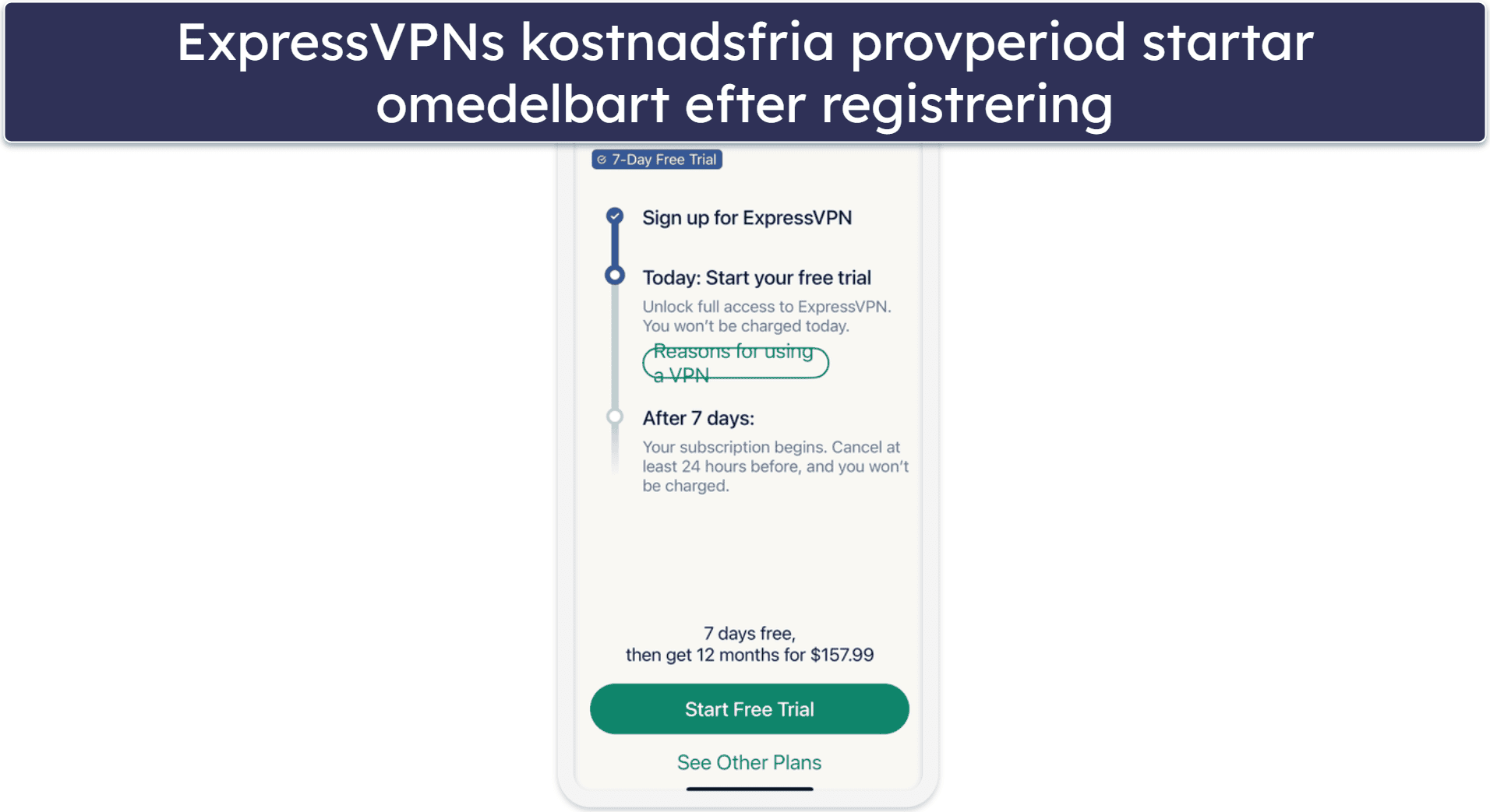 🥇 1. ExpressVPN — Bäst VPN gratis provperiod år 2026
