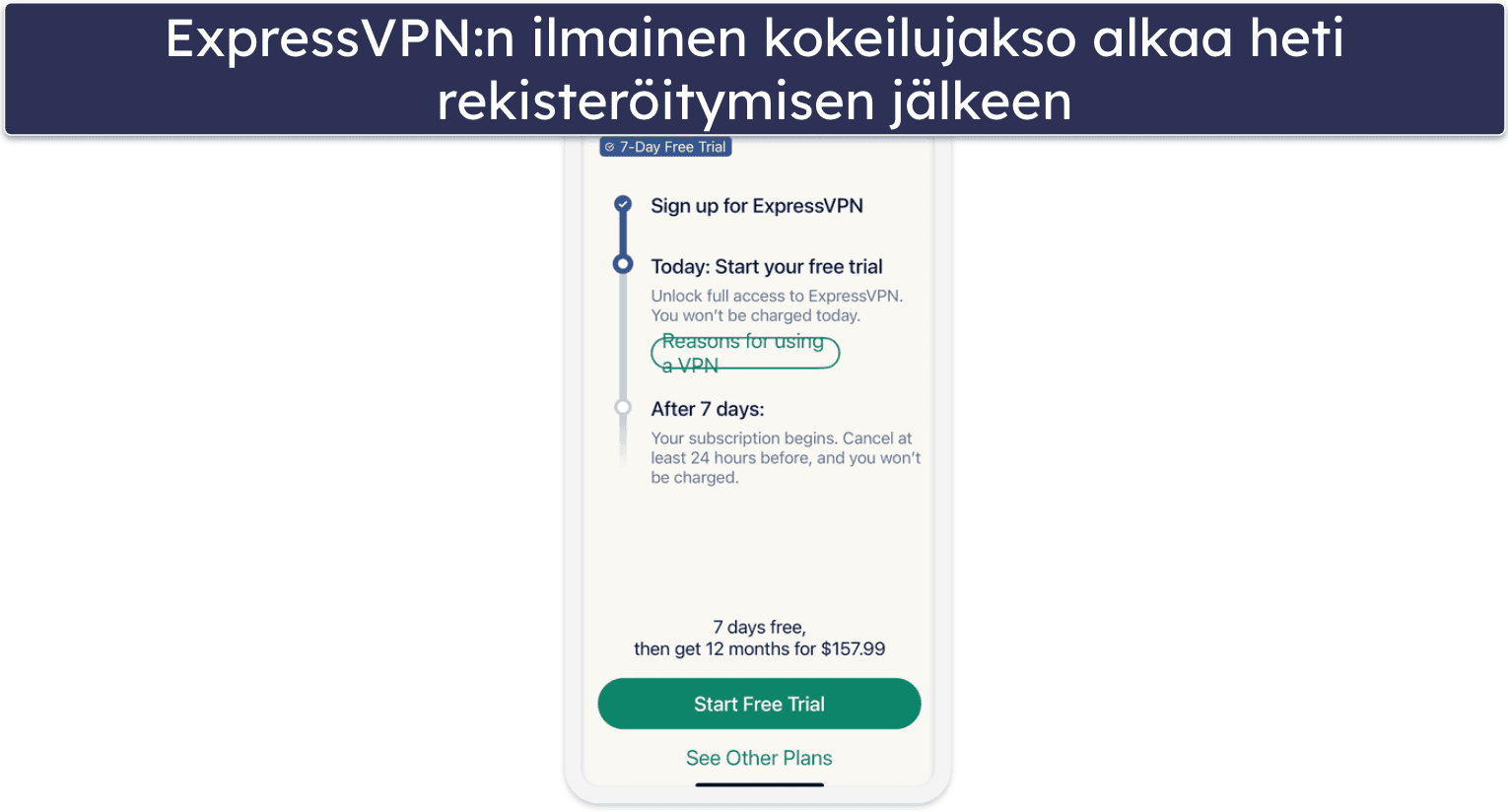 🥇 1. ExpressVPN – Paras VPN-ilmaiskokeilu vuonna 2026