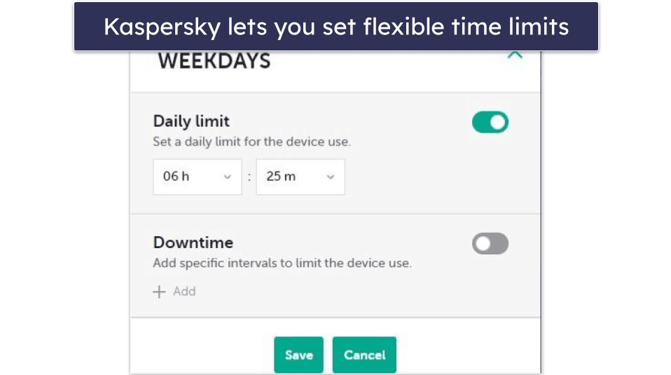 8. Kaspersky Safe Kids — Great for Setting Daily Time Limits