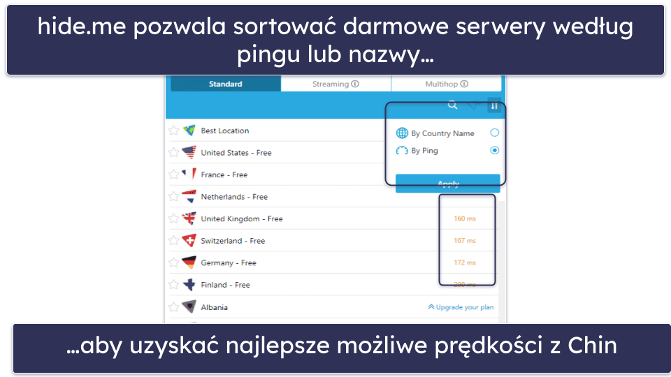 4. hide.me: dobre rozwiązanie do korzystania z codziennych aplikacji w Chinach