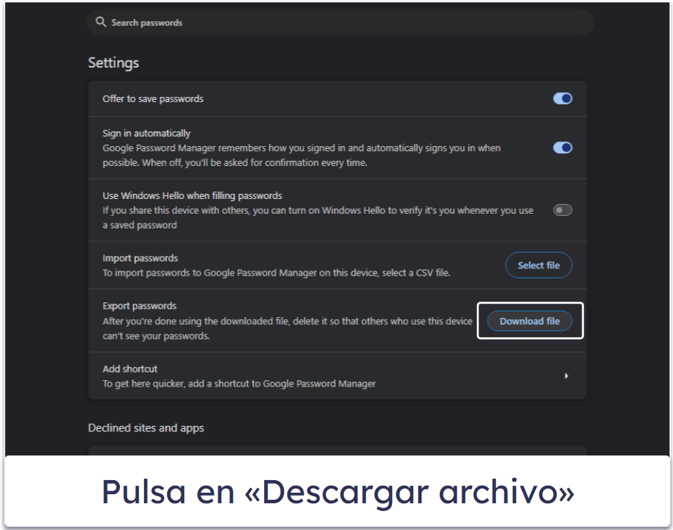 Cómo exportar contraseñas de Chrome a un gestor de contraseñas externo