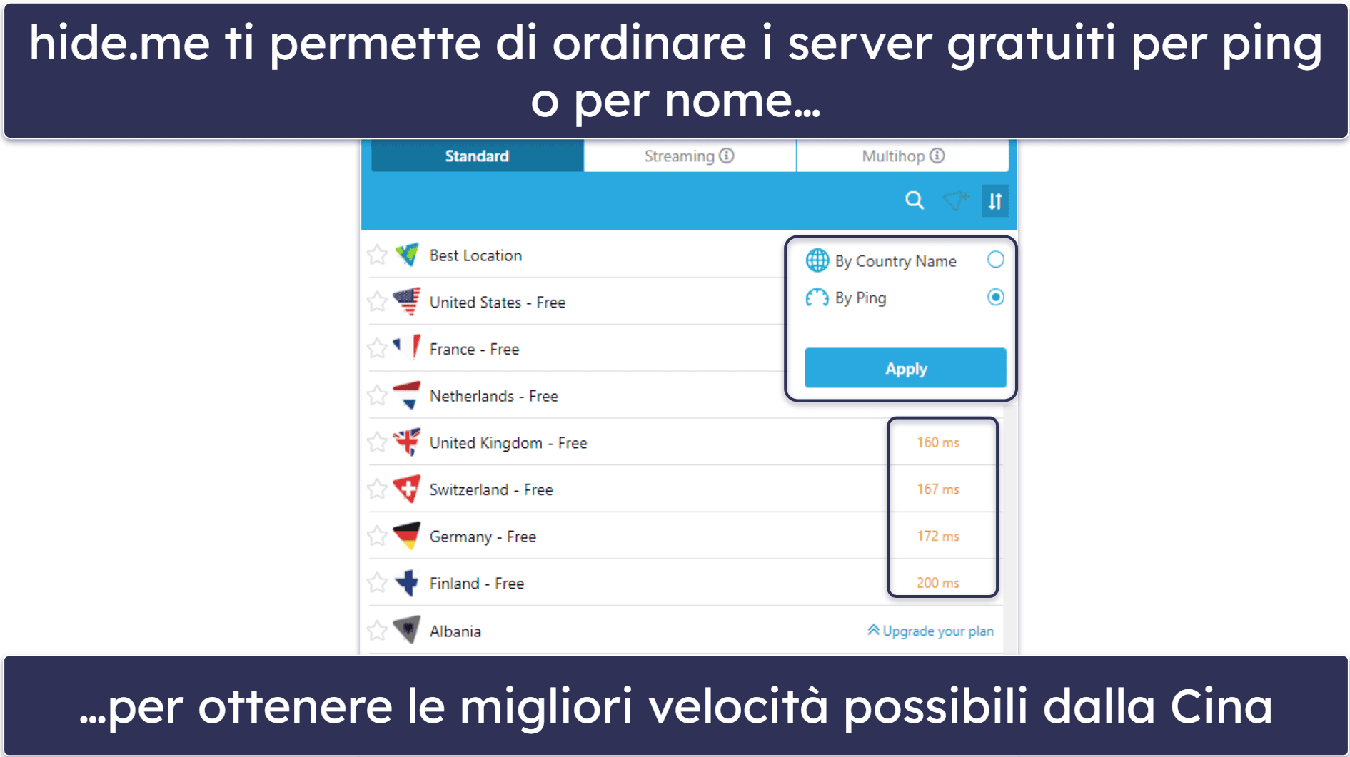 4. hide.me: ottime funzionalità di sicurezza per navigare in Internet dalla Cina