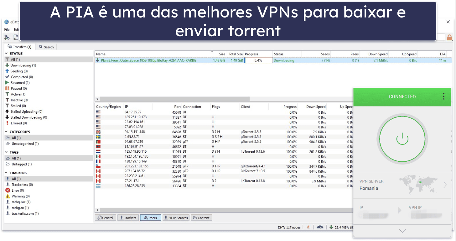 🥈2. Private Internet Access — Muito boa para baixar e enviar torrents na Argentina
