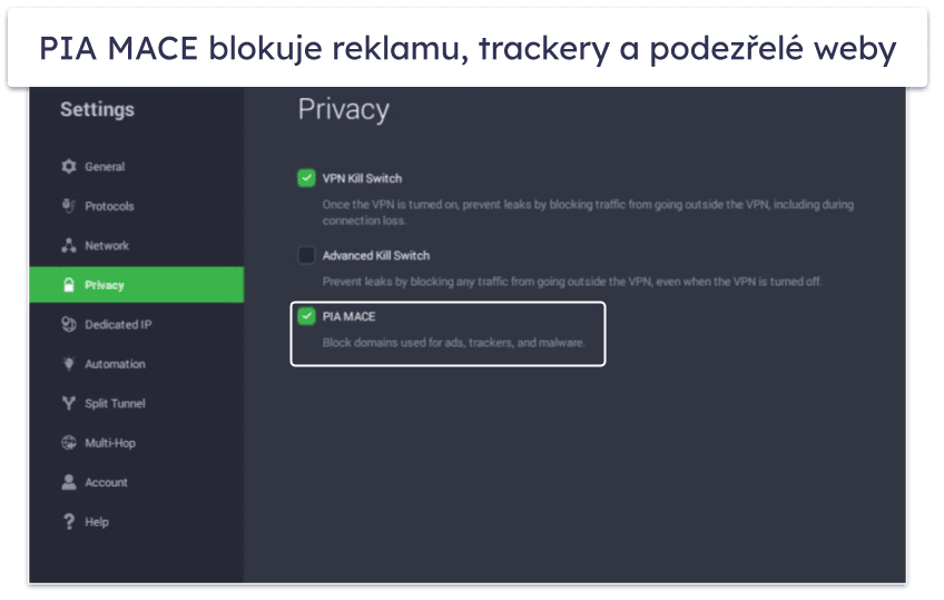 🥈2. Private Internet Access (PIA) – VPN s cenově dostupným měsíčním předplatným