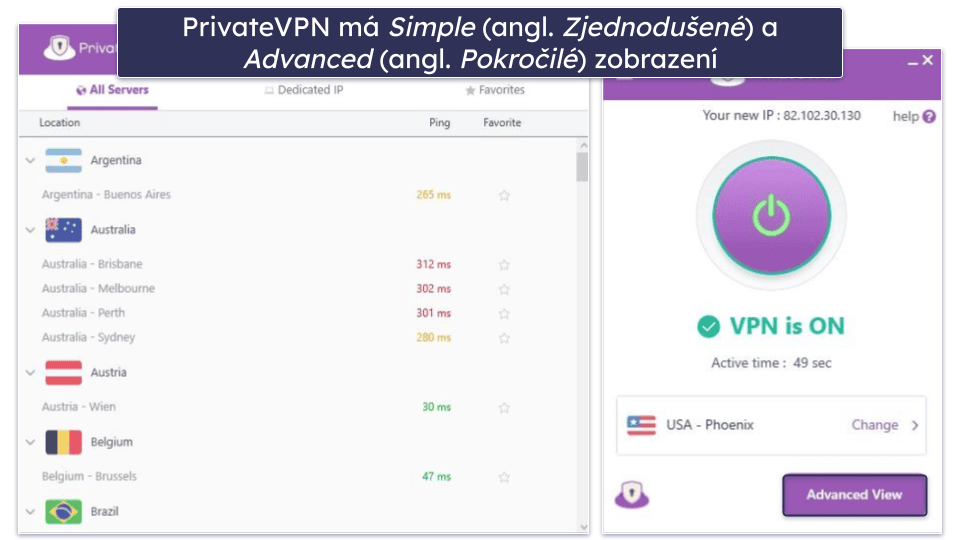 🥉3. PrivateVPN – Velice intuitivní (vhodná pro nové uživatele)