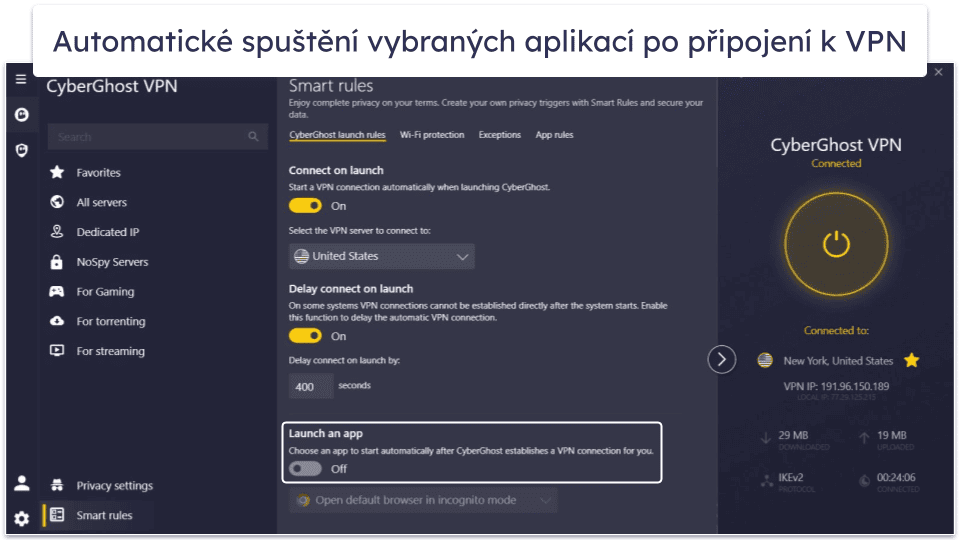 6. CyberGhost VPN – Vynikající pro streaming a hraní her