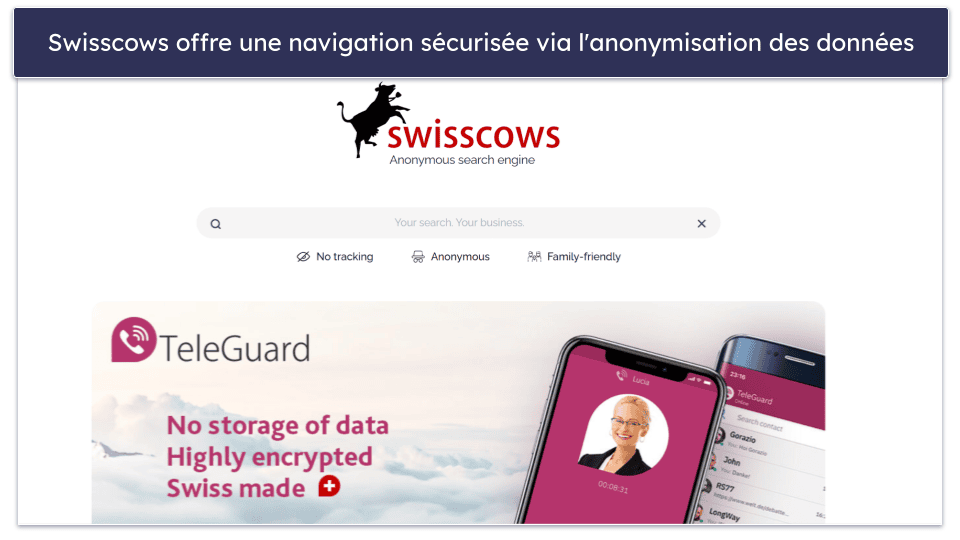 6. Swisscows — Excellentes fonctionnalités de confidentialité + Basé en Suisse