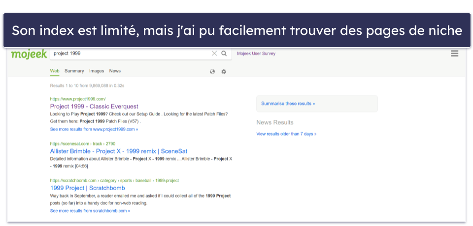 🥇1. Mojeek — Le meilleur moteur de recherche privé respectant une politique de données anonymes