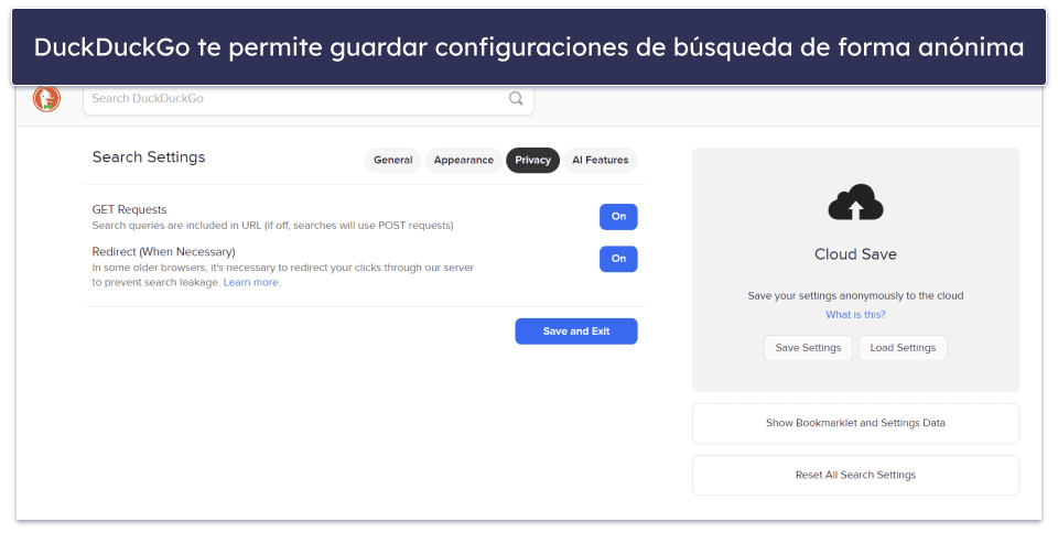 5. DuckDuckGo: buenas políticas de registro de datos + herramientas generales de privacidad