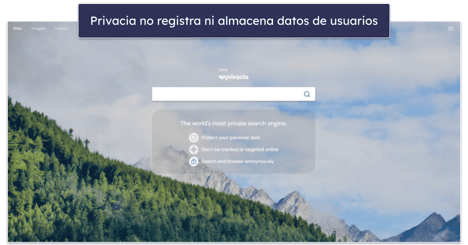 7. Privacia: buscador sencillo, fiable y privado